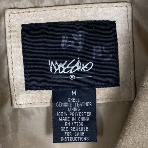 Mossimo Sz M Tan Beige Genuine Suede Leather Jacket 2 Side Pockets Buttons - Picture 6 of 11